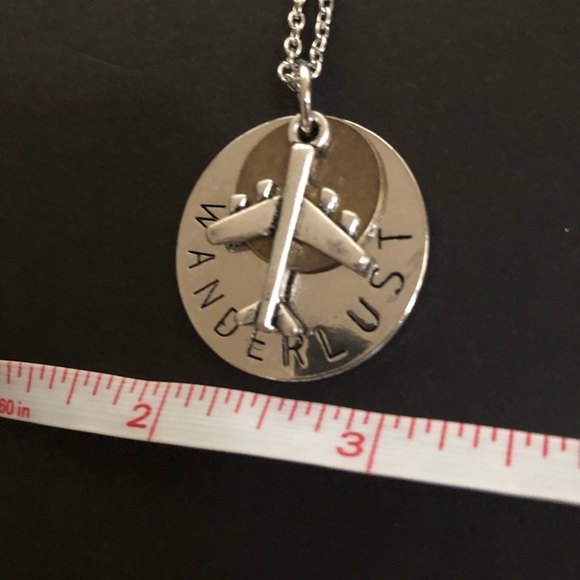 Vintage-like wanderlust necklace w/airplane charm - Picture 4 of 6